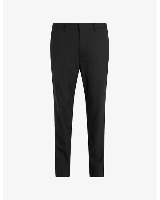 AllSaints Black Dima Slim-fit Wool-blend Trousers for men