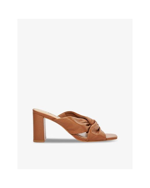 Dune Brown Maizing Knot-detail Leather Mules