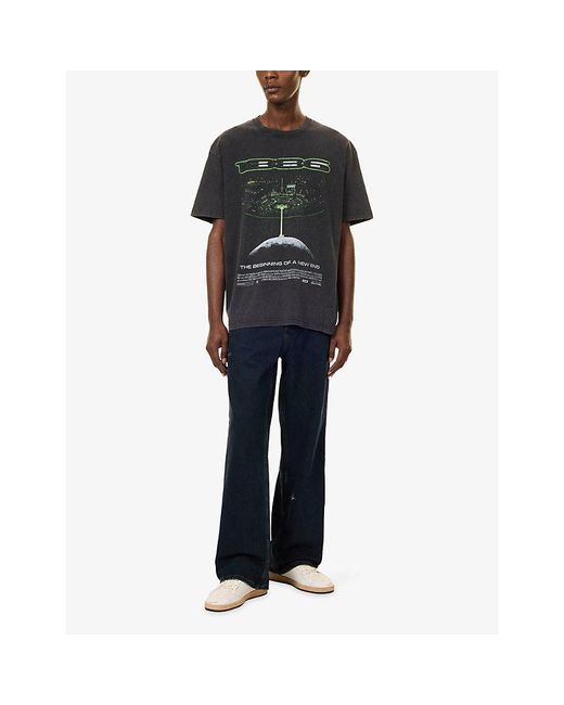 1886 Black G.Zilla Graphic-Print Cotton T-Shirt for men