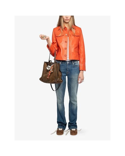 Zadig & Voltaire Orange Liam Regular-Fit Leather Jacket