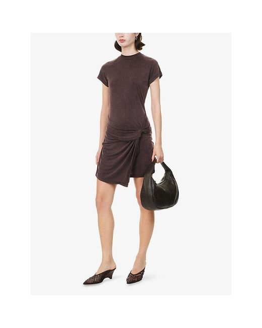 Agolde Brown Kerri Draped Jersey Mini Dress