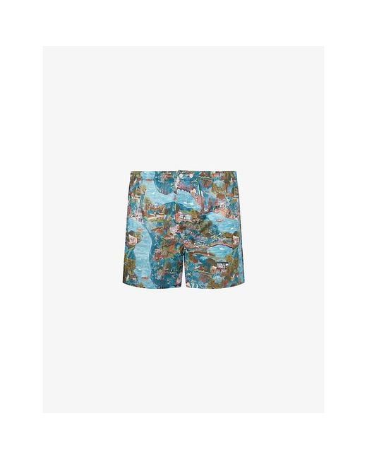Derek Rose Blue Ledbury Classic-Fit Cotton Boxer Shorts for men