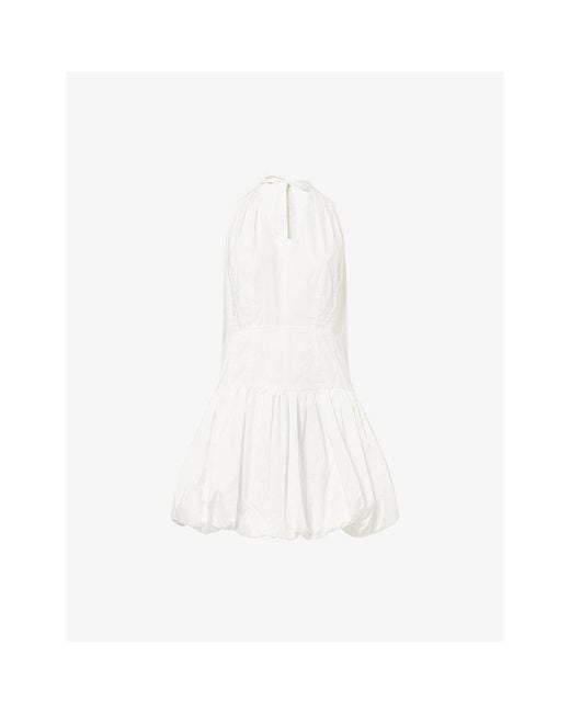 Jonathan Simkhai White Brooke Puffball Cotton-Blend Mini Dress
