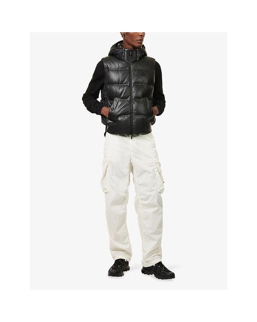 Moncler Black Impression Hooded Leather Gilet