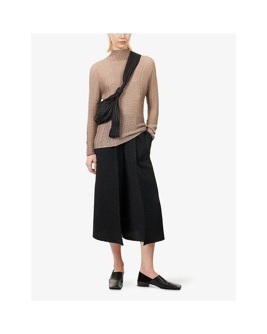 Issey Miyake Pink Wooly Pleats-66 Long-Sleeve Knitted Top