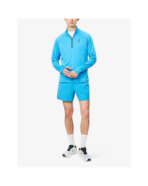 On Shoes Blue Funnel-Neck Climate Woven Top for men