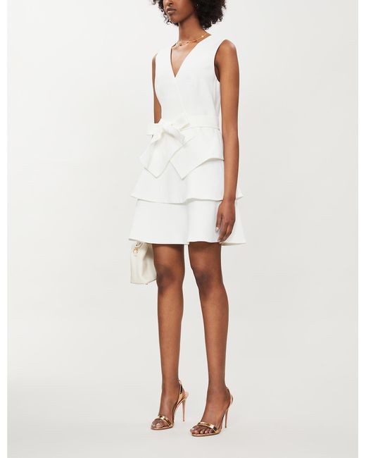 Ted Baker White Reinah Tiered Stretch-twill Mini Dress