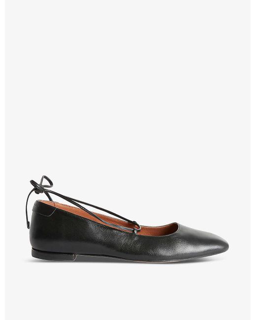 Claudie Pierlot Black Augustin Pointed-toe Leather Ballet Flats
