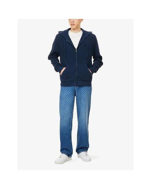 Daily Paper Blue Logo-Embroidered Rib-Knit Hoody for men