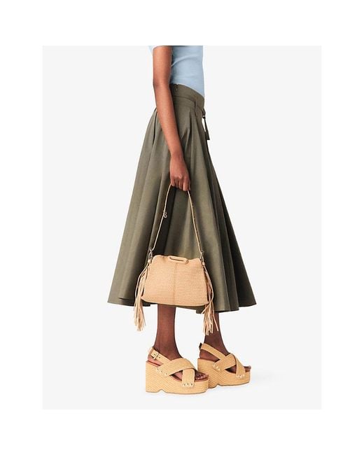 Maje Natural Miss M Mini Raffia Shoulder Bag