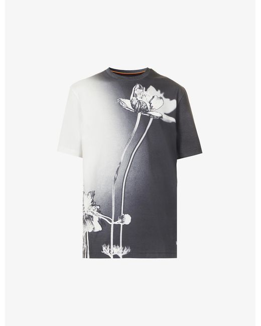 Paul Smith Floral-print Gradient-print Cotton-jersey T-shirt in Black for  Men | Lyst