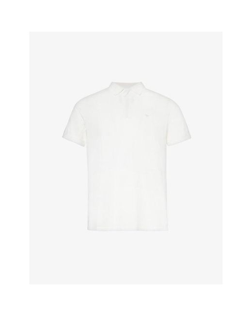Emporio Armani White Logo-embroidered Cotton-jersey Polo Shirt for men