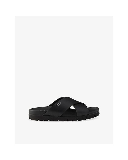 Prada Black Crisscross Rubber Sandals for men