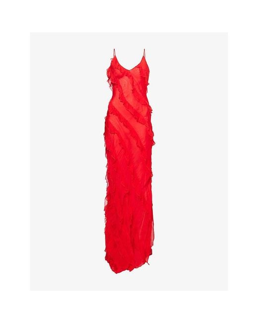 Rat & Boa Red Cecelia Silk-Blend Maxi Dress