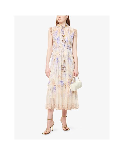 Zimmermann Natural Dawning Flutter Woven Midi Dress