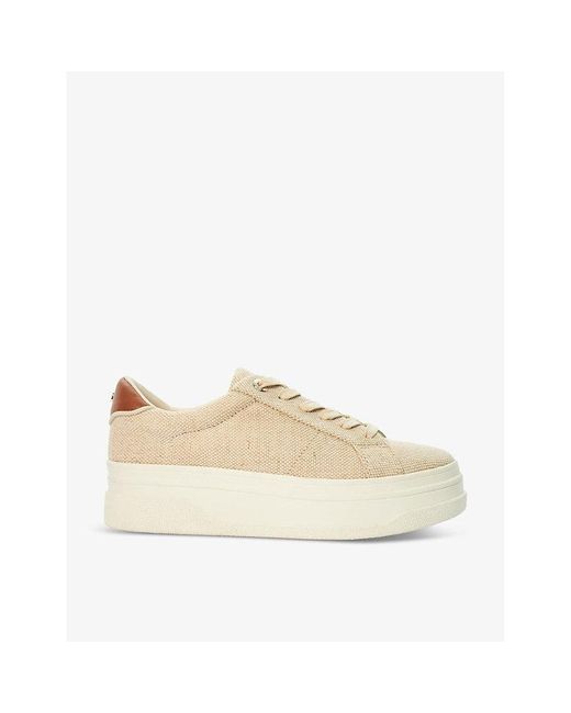 Dune Natural exaggerate Logo-badge Flatform Canvas Trainers