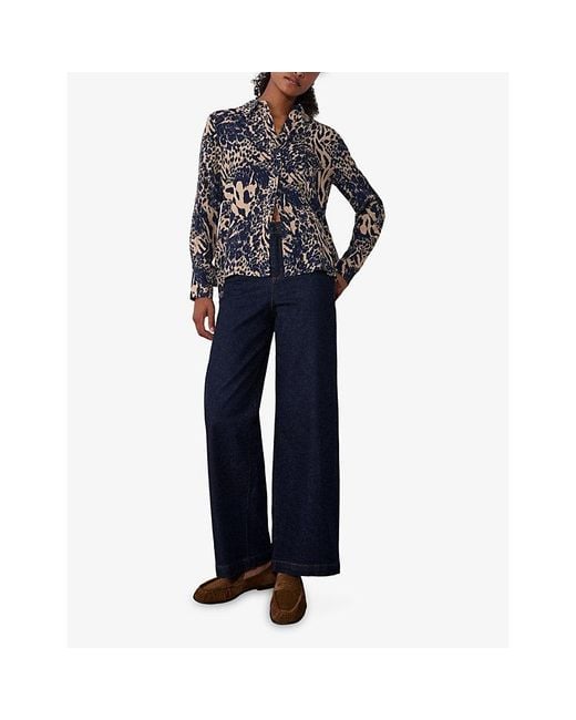Whistles Black Patchwork Leopard-Print Woven Shirt