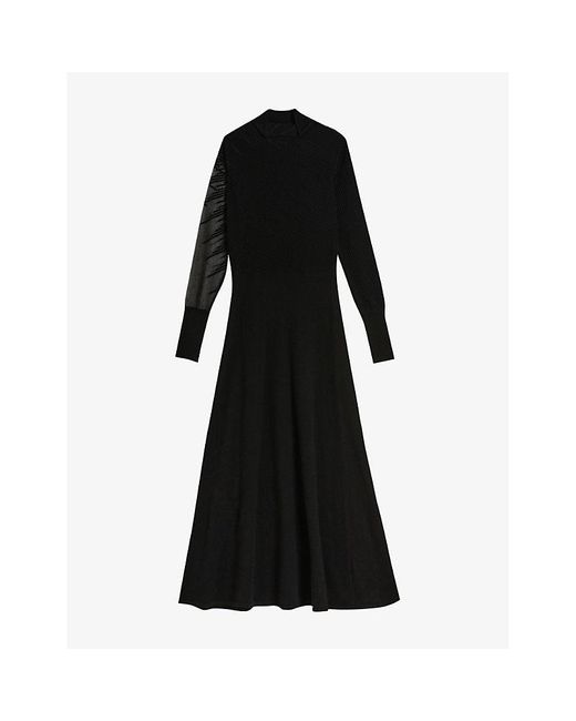 Ted Baker Black Leonhaa Devoré-bodice Stretch-woven Maxi Dress