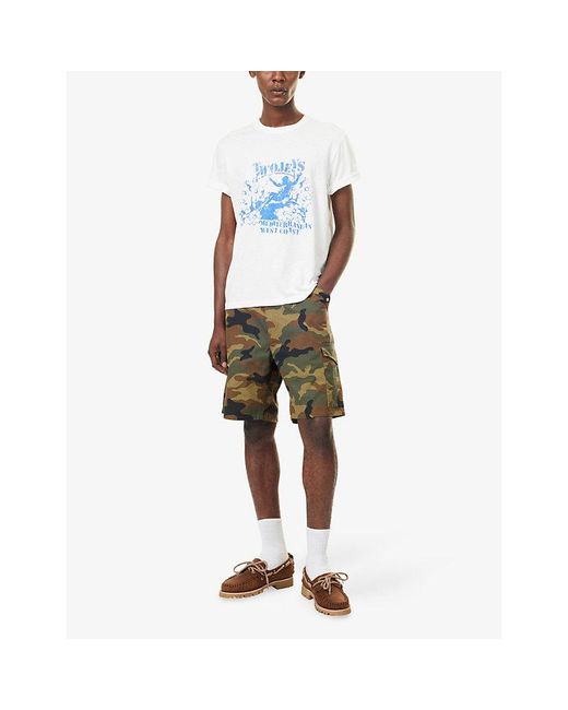 Twojeys Blue Souvenir Brand-Print Cotton T-Shirt for men