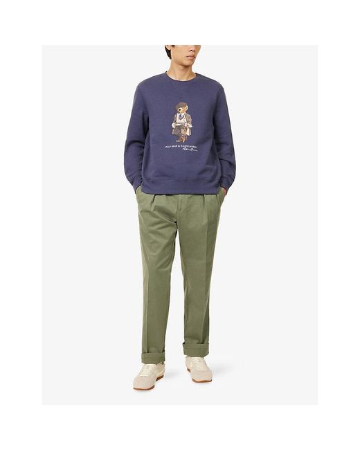 Polo Ralph Lauren Blue Bear Graphic-Print Relaxed-Fit Cotton-Jersey Sweatshirt for men