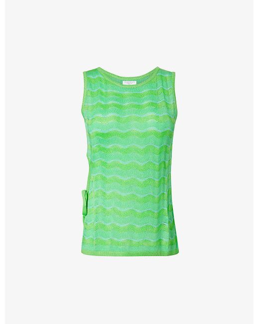 Seafolly Green Wave Graphic-pattern Knitted Top X