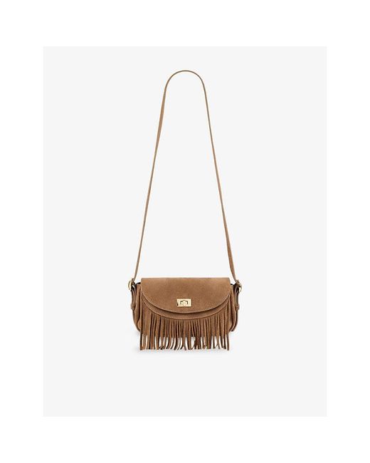 Sandro White Mini Mambo Suede Cross Body Bag