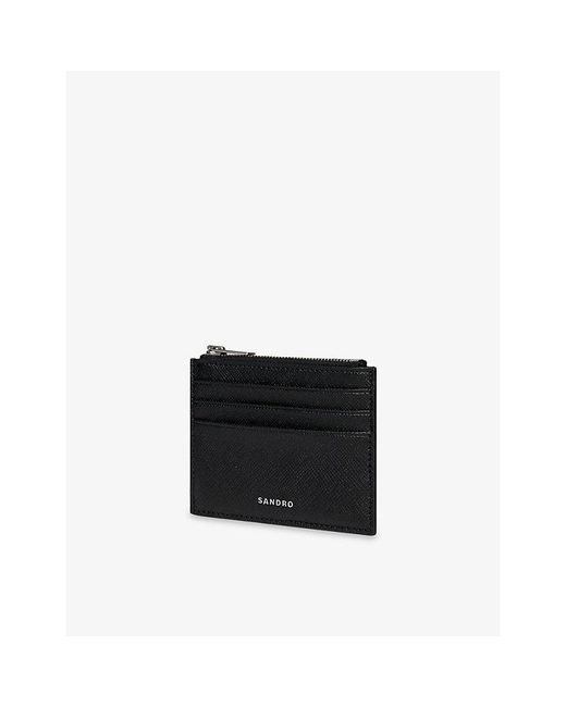 Sandro Black Branded Leather Card Holder for men