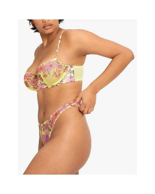Savage x Fenty Pink Mod Poppy Unlined Lace Balconette Bra