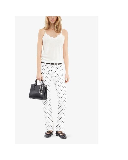 The Kooples White Lace-Embroidered Relaxed-Fit Silk Top