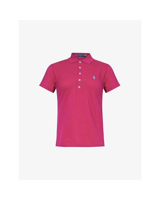 Polo Ralph Lauren Pink Julie Logo-embroidered Stretch-cotton Polo Shirt