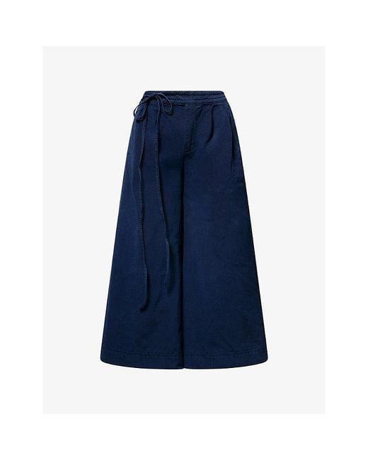 Damson Madder Blue Lotta Wide-Leg Cotton Trousers