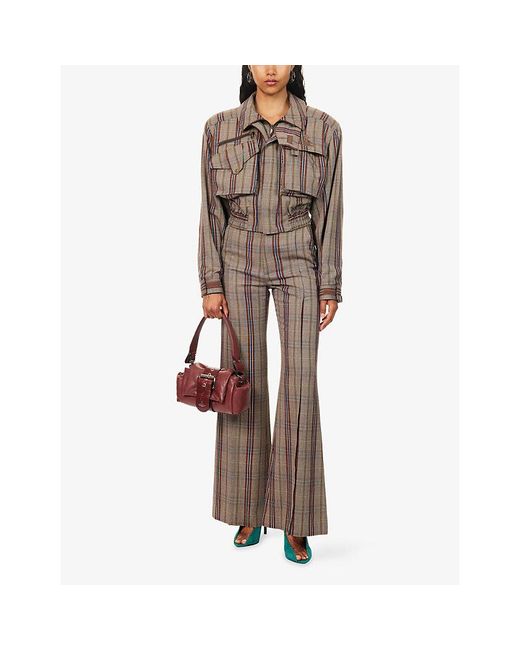 Vivienne Westwood Brown Memphis Cropped Woven Bomber Jacket