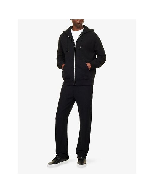 Givenchy Blue Brand-Print Zipped Cotton-Jersey Hoody for men