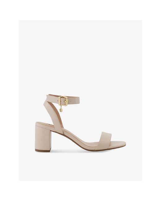 Dune White Memee Logo-charm Faux-leather Heeled Sandals