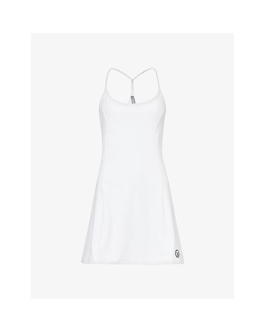 vuori White One Shot Scoop-neck Stretch-woven Mini Dress