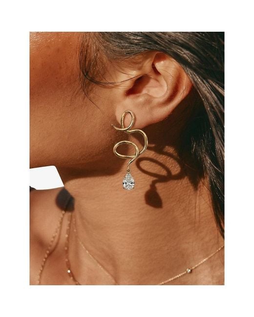 La Maison Du Couturier Metallic With Love Darling Medusa Water-Plated Brass And Cubic Zirconia Drop Earrings