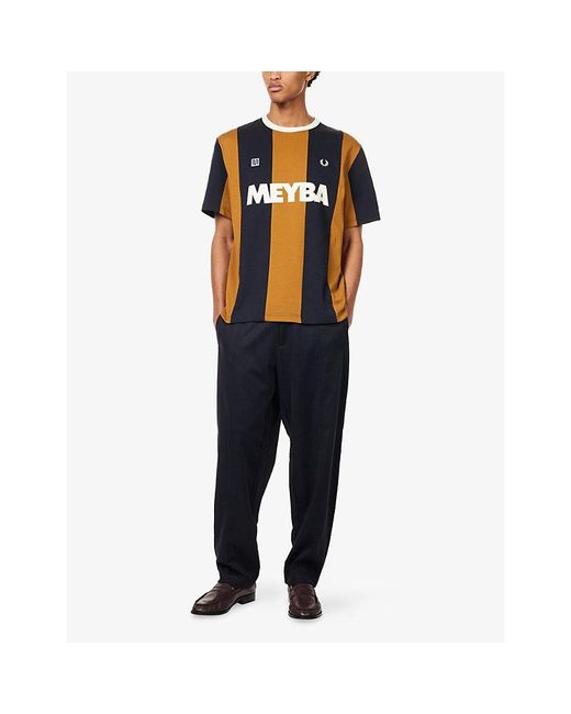 Fred Perry Blue Button-Up Tailored Cotton-Jersey Track Pants for men