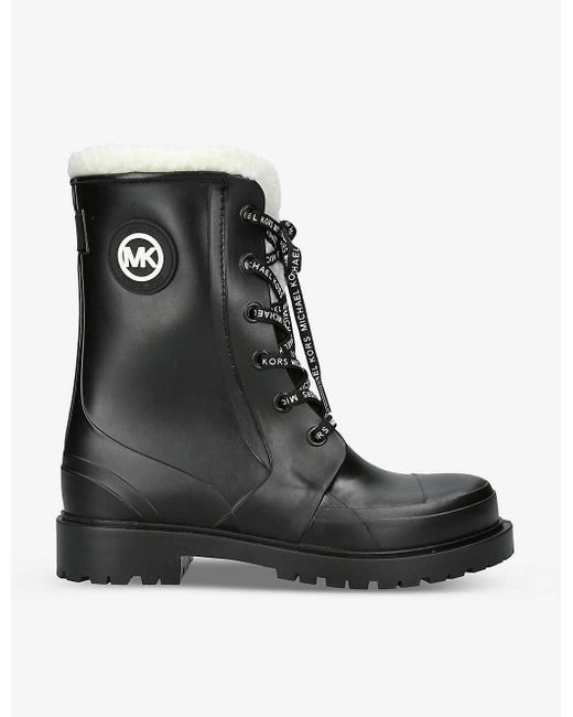 MICHAEL Michael Kors Montaigne Faux Shearling-lined Rainboots in Black |  Lyst Canada