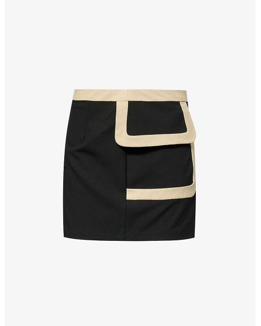Reformation Black Vintage I.n.c. International Concepts Contrast-trim Stretch-woven Mini Skirt