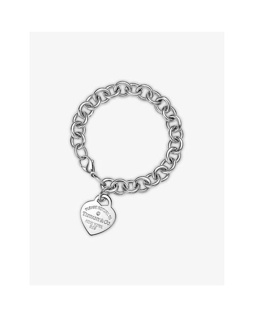 Tiffany & Co White Return To Tiffany Heart Tag Medium Sterling And 0.02Ct Diamond Bracelet