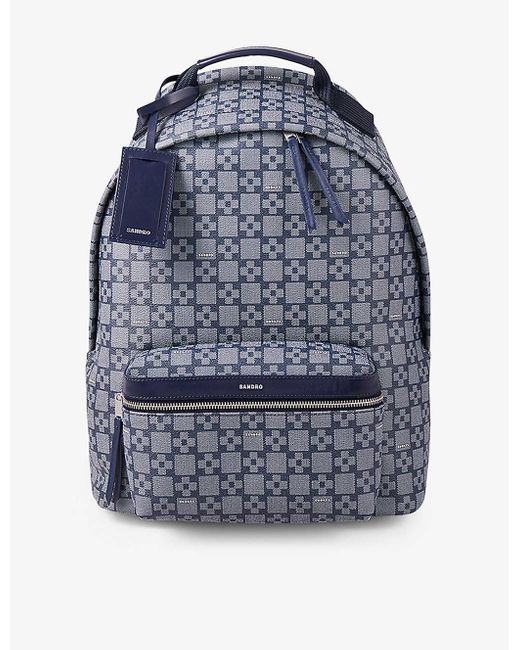Sandro E23 Cross Monogram-pattern Shell Backpack in Blue for Men