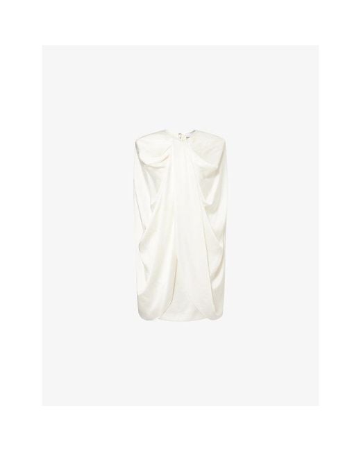 Stella McCartney White Draped Cape Satin Mini Dress