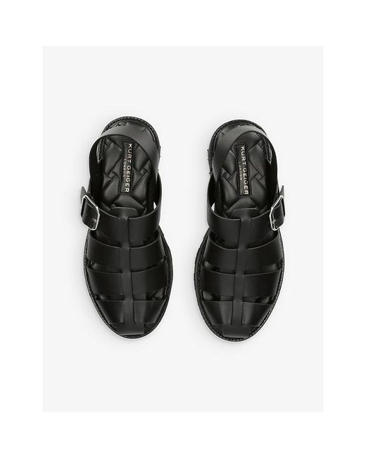 Kurt Geiger Black Ollie Leather Fisherman Sandals for men