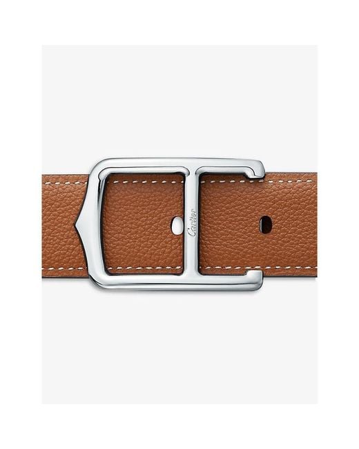 Cartier Black Logo-Embossed Grained Leather Belt for men