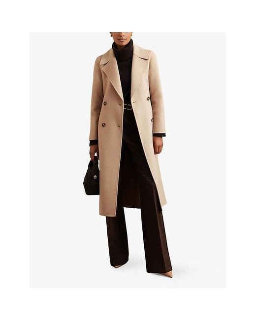 Reiss Natural Rene Double-Breasted Wool-Blend Coat