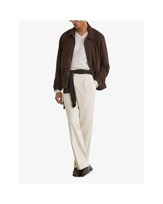 Reiss White Arden Relaxed-Fit Stretch-Woven Trousers for men