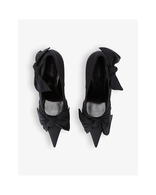 Balenciaga Black Knife Bow-embellished Velvet Courts