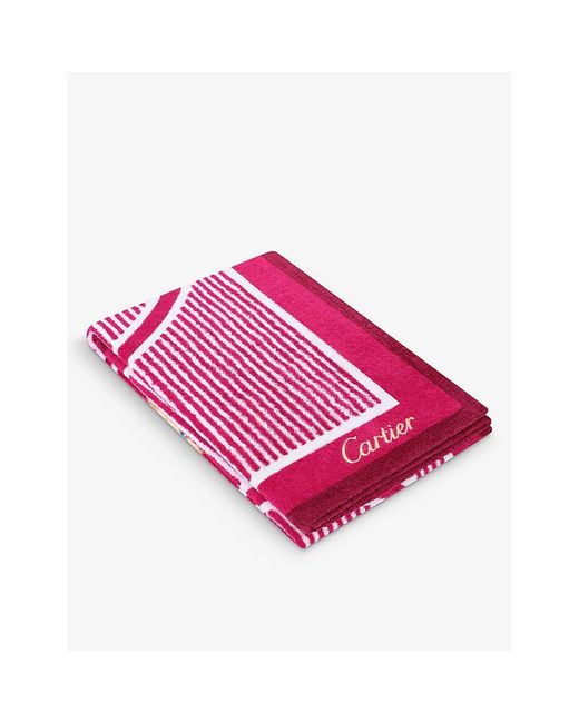 Cartier Pink Characters Graphic-print Cotton Beach Towel 95cm X 155cm