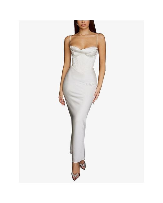 charmaine ivory corset maxi dress 'Charmaine' Ivory Corset Maxi Dress