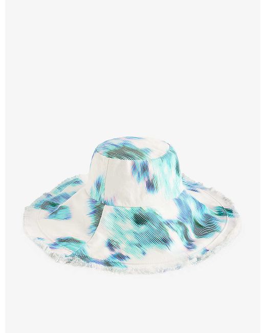 Ted Baker Blue Fiionn Blurred Floral-print Cotton Beach Hat
